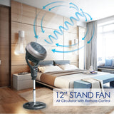 Ifan 12" Stand Fan Circulator With Oscilation & Remote Control, 85W (Desk & Stand Function)