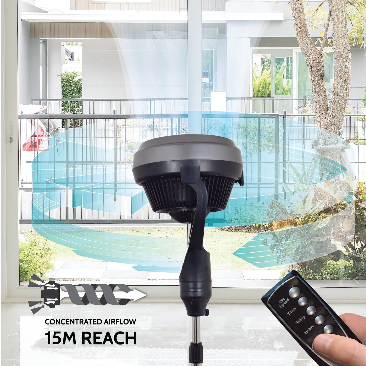 Ifan 12" Stand Fan Circulator With Oscilation & Remote Control, 85W (Desk & Stand Function)