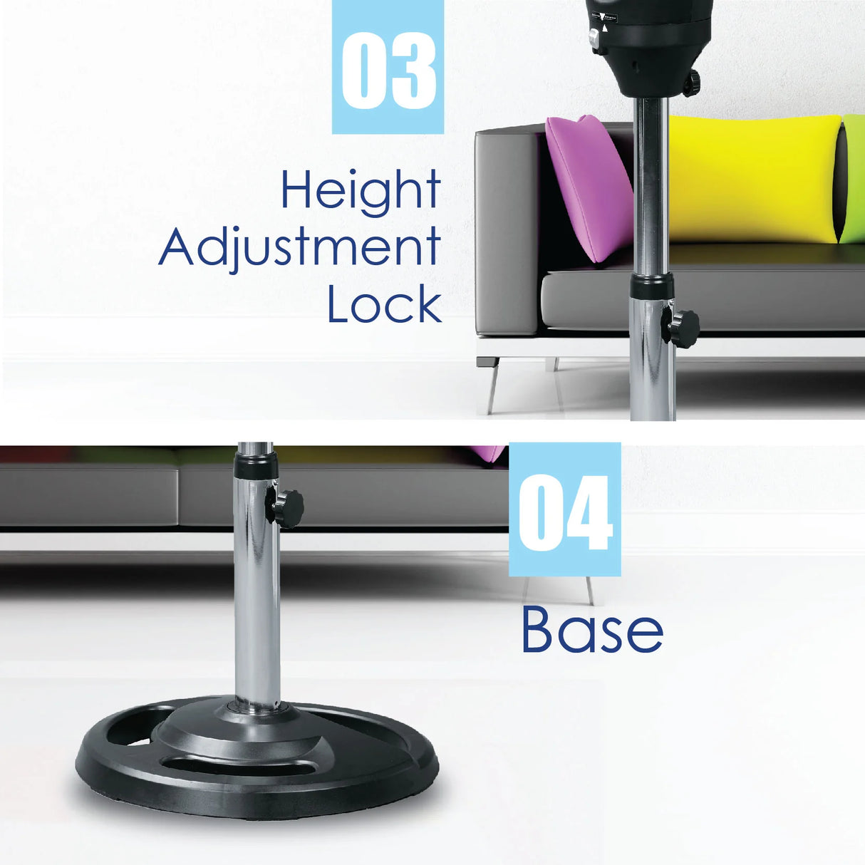 Ifan 12" Stand Fan Circulator With Oscilation & Remote Control, 85W (Desk & Stand Function)