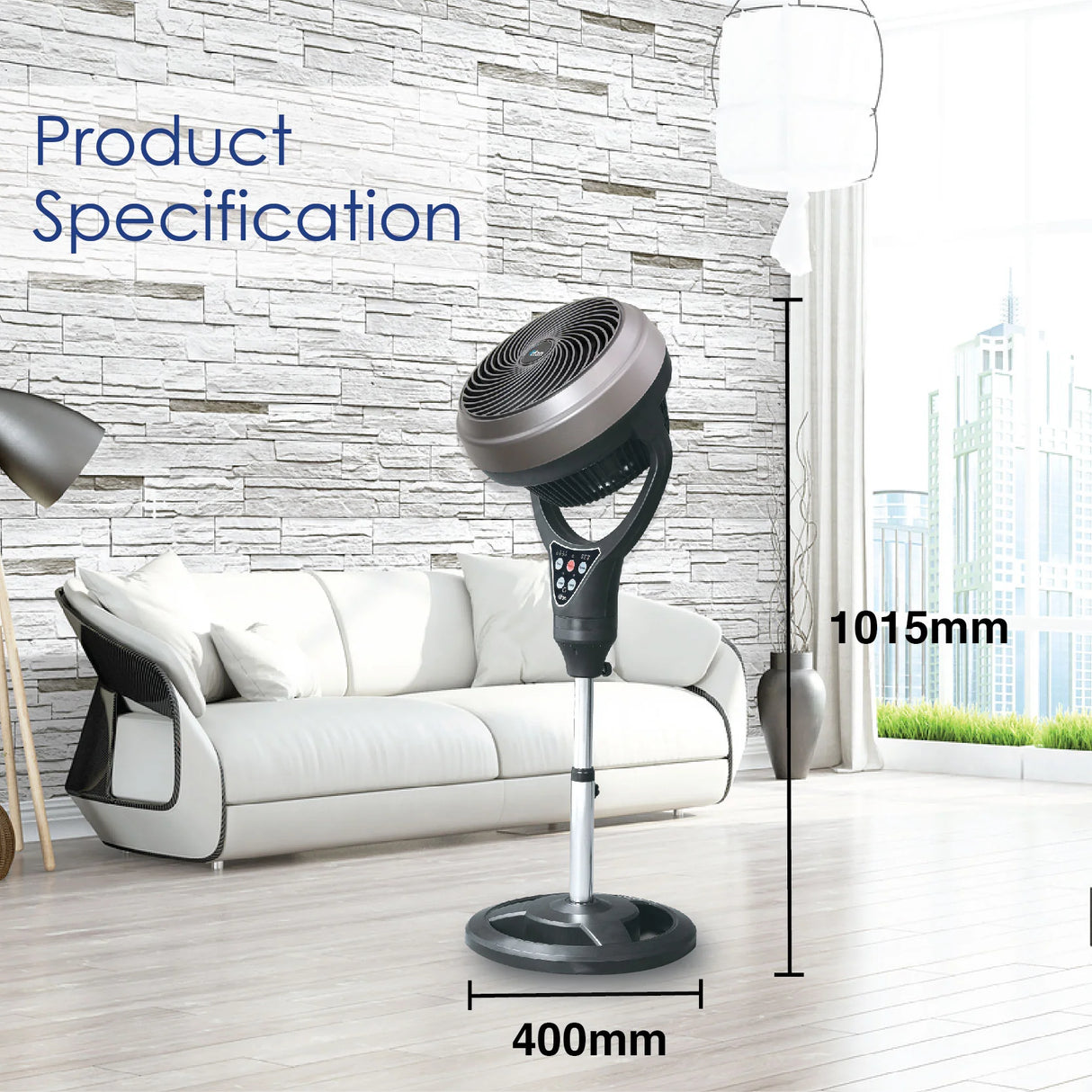 Ifan 12" Stand Fan Circulator With Oscilation & Remote Control, 85W (Desk & Stand Function)