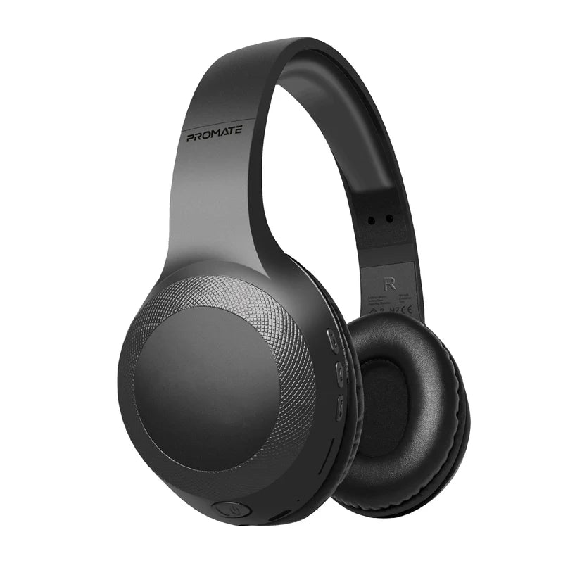Promate Deep Bass Over-Ear Wireless Headphones, Black