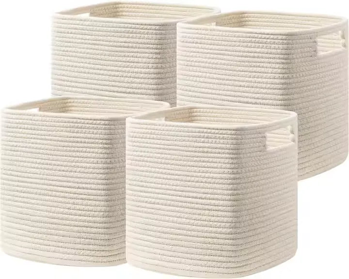 Cotton Rope Dirty Clothes Basket (3-piece Set)