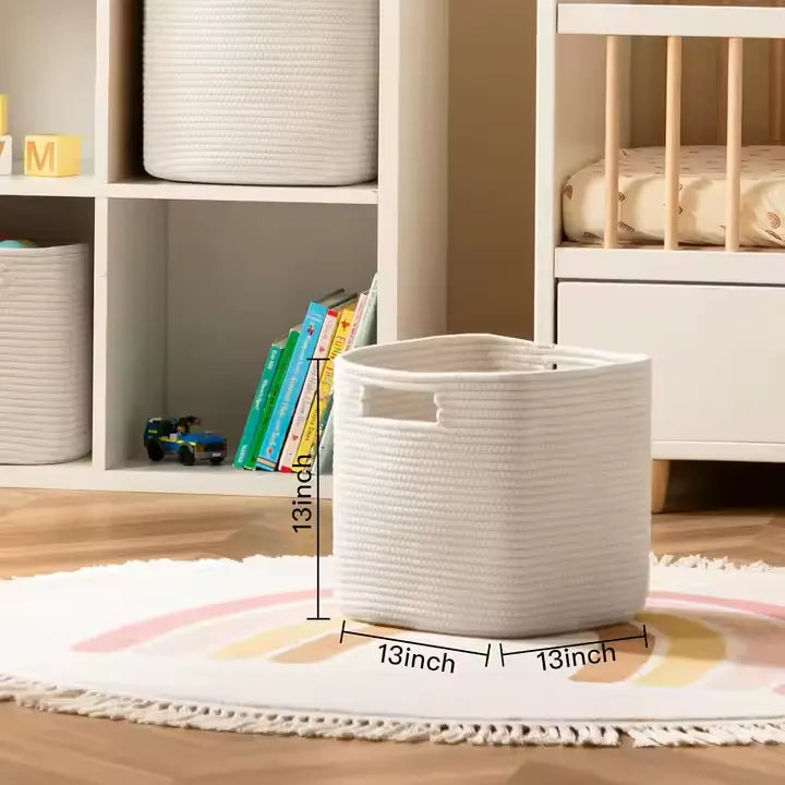 Cotton Rope Dirty Clothes Basket (3-piece Set)