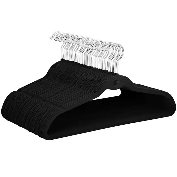 Non Slip and Traceless Flocking Hanger Set: 100Pcs/Set