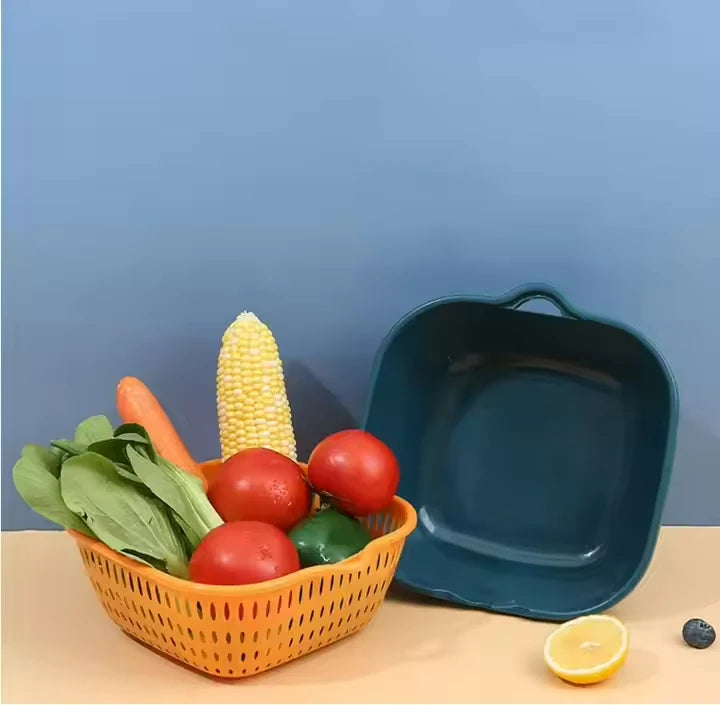 Six Piece Set of Vegetable Washing Basin and Drainage Basket