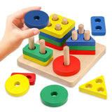 Children's Montessori Wooden Toy (Multi Colored Five Pillars)