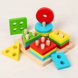 Children's Montessori Wooden Toy (Multi Colored Five Pillars)