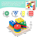 Children's Montessori Wooden Toy (Multi Colored Five Pillars)