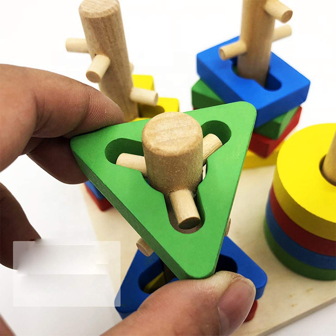 Children's Montessori Wooden Toy (Multi Colored Four Pillars)