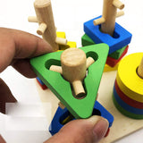 Children's Montessori Wooden Toy (Multi Colored Four Pillars)