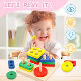 Children's Montessori Wooden Toy (Multi Colored Five Pillars)