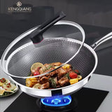 316 Stainless Steel Frying Pan Double Sided 34Cm Single Pot With Ears and Lid