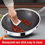 316 Stainless Steel Frying Pan Double Sided 34Cm Single Pot With Ears and Lid