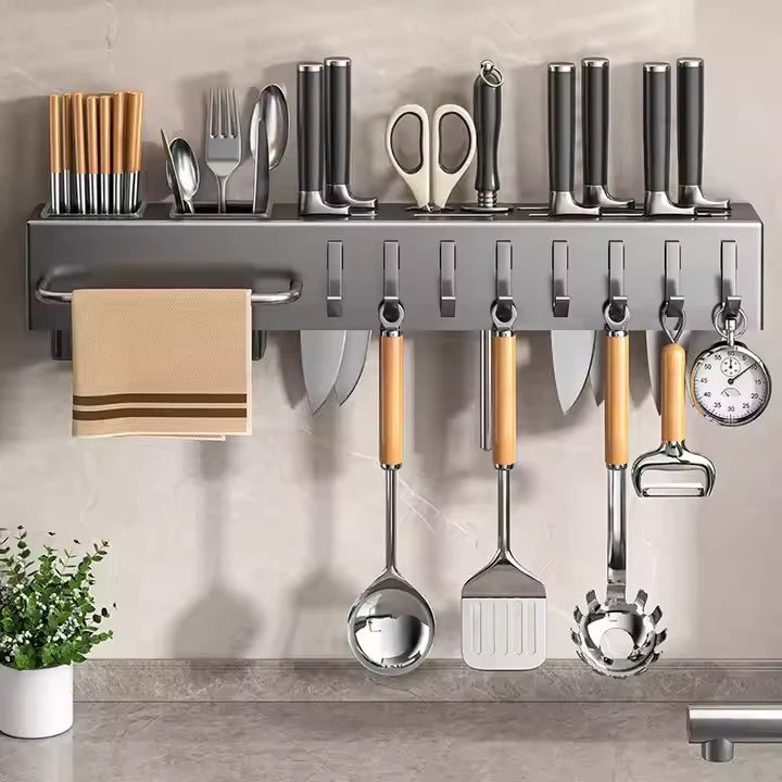 Wall Mounted Multi Functional Storage Rack (Black)