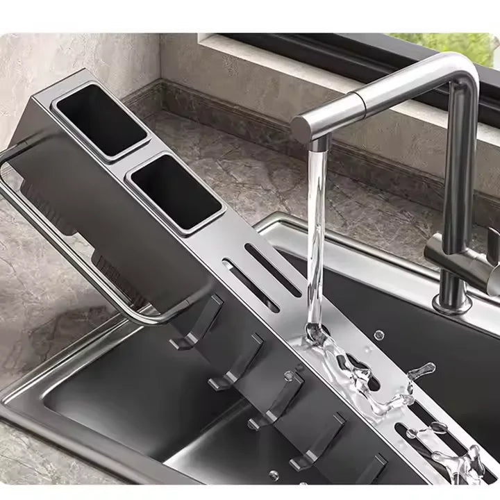 Wall Mounted Multi Functional Storage Rack (Black)