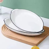 Simple Black Edged Large 12 Inch Double Eared Fish Plate