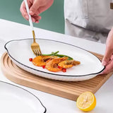 Simple Black Edged Large 12 Inch Double Eared Fish Plate