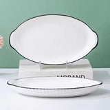 Simple Black Edged Large 12 Inch Double Eared Fish Plate