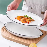 Simple Black Edged Large 12 Inch Double Eared Fish Plate