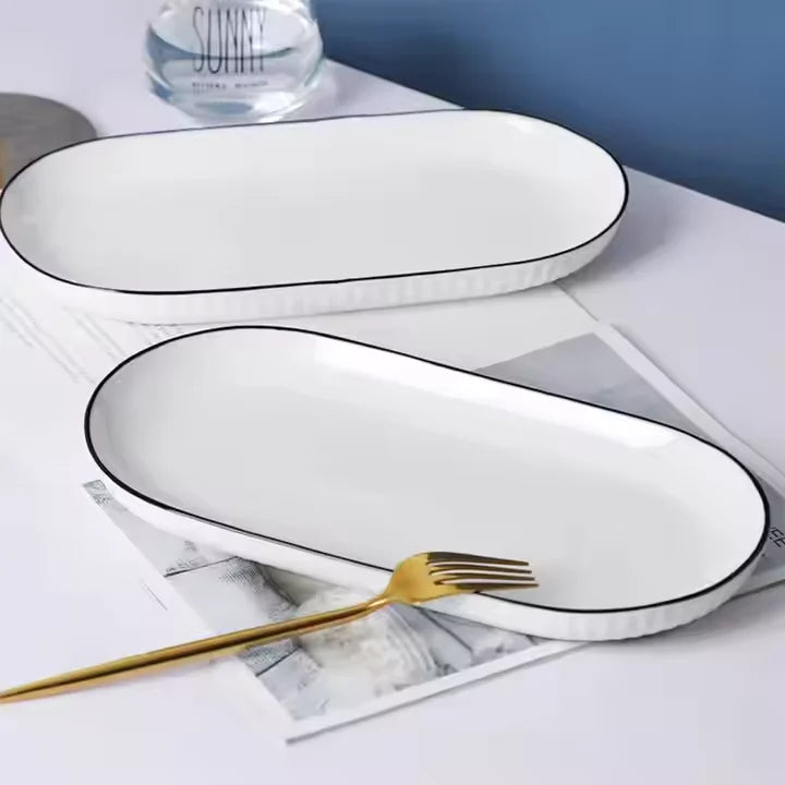 Black Line Vertical Pattern Fish Plate