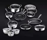 20 Pc HexClad Hybrid Cookware Set W/ Lids Stainless Steel Wok Kitchenware 3-Ply Stainless Steel Honeycomb