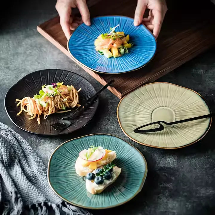 Ceramic Oak Shallow Plate Aurora Green