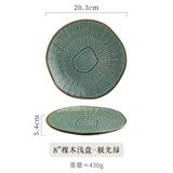 Ceramic Oak Shallow Plate Aurora Green