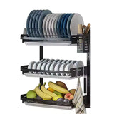 [Luxury] Black Screw Free Three-Layer Installation+Knife Holder+Chopstick Holder+Cutting Board Holder+3 Pieces