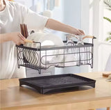 201 Stainless Steel Single Layer Black Bowl and Dish Rack [Integrated]