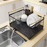 201 Stainless Steel Single Layer Black Bowl and Dish Rack [Integrated]