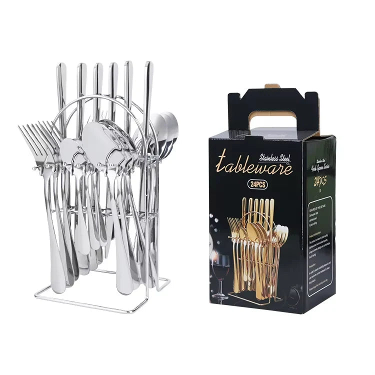 1010 Stainless Steel Tableware 24 Piece Set 6 * (Knife+Fork+Spoon+Teaspoon)