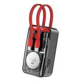 Promate 10000Mah Transparent Smartphone and Apple Watch Charging Power Bank (35W, Built-In Usb-C & Lightning Cable), Black