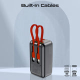 Promate 10000Mah Transparent Smartphone and Apple Watch Charging Power Bank (35W, Built-In Usb-C & Lightning Cable), Black