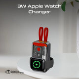 Promate 10000Mah Transparent Smartphone and Apple Watch Charging Power Bank (35W, Built-In Usb-C & Lightning Cable), Black