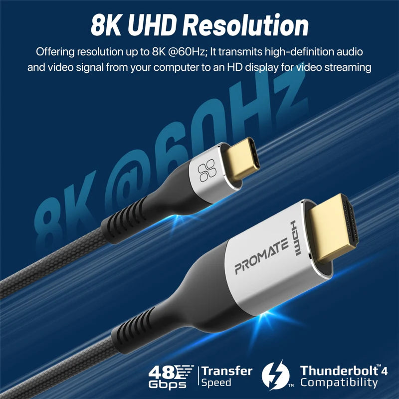 Promate 8K Crystalclarity Usb-C To Hdmi® Cable 180Cm