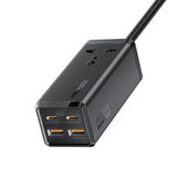 Promate 65W Ganfast™ Multi-Port Power Strip With Universal Ac Socket, Black