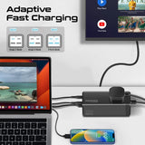 Promate 65W Ganfast™ Multi-Port Power Strip With Universal Ac Socket, Black