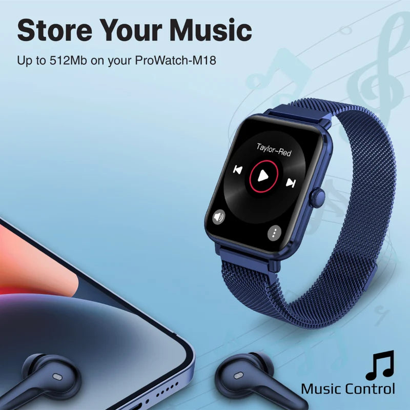 Promate Superfit™ Smartwatch With Media Storage, Blue