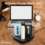 Promate 4-Piece 10000Mah Power Bank Charging Set (12W, Built-In Usb-C and Lightning Cables)