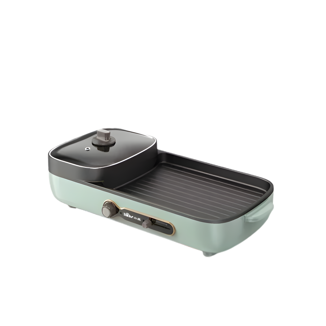 Bear Steamboat With Bbq Grill, 2 In 1 Multi Cooker With Non-Stick Inner Pot