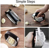 Garlic Press 304 Stainless Steel With Silicone Peeler & Scraper, Size: 10.7*5.2*7.5Cm - Black